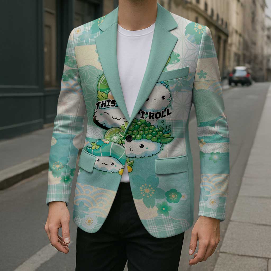 Personalized Japanese Kawaii Sushi Blazer Green Wagara Palaka This Is How I Roll - Wonder Print Shop