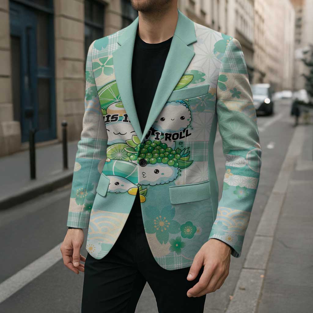 Personalized Japanese Kawaii Sushi Blazer Green Wagara Palaka This Is How I Roll - Wonder Print Shop
