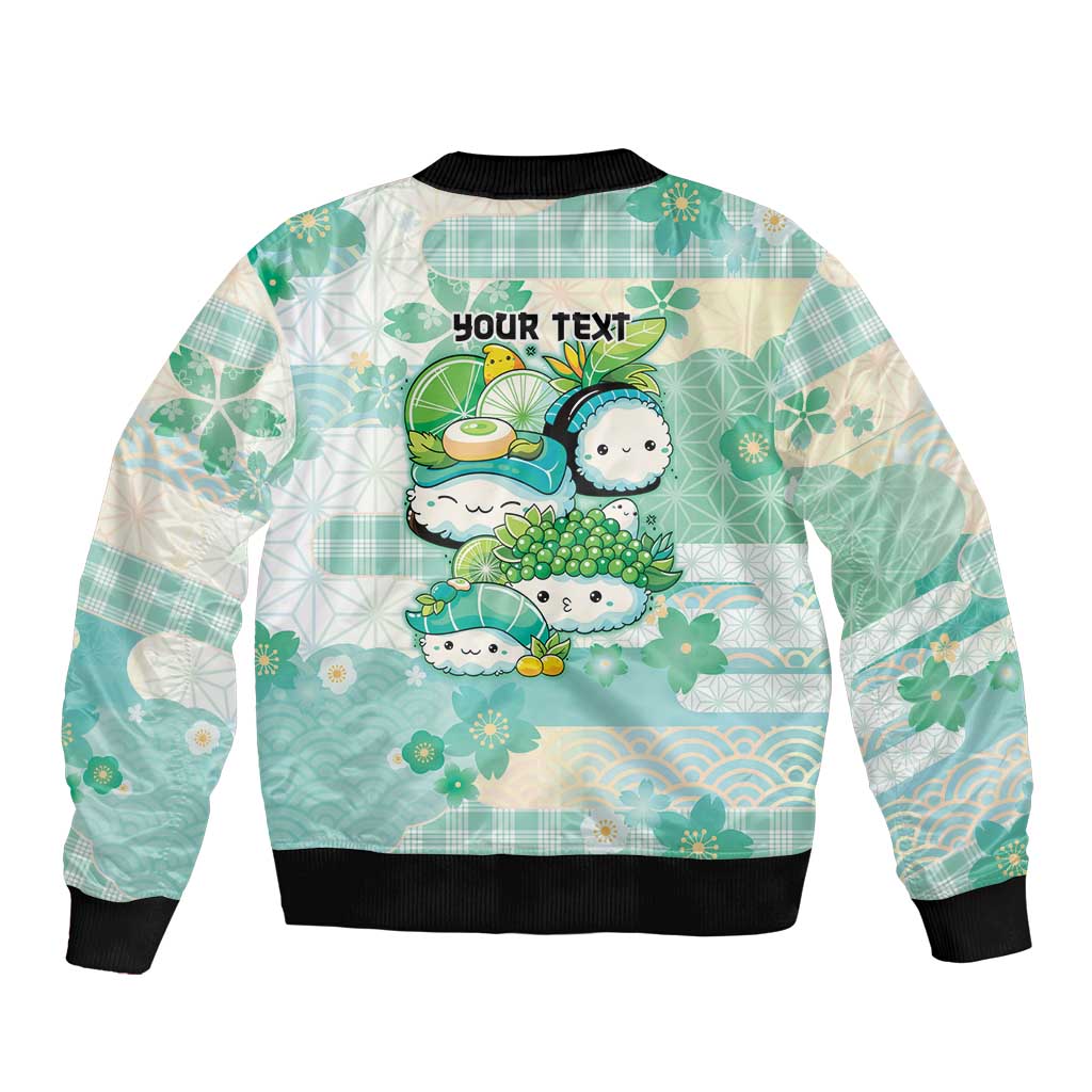 Personalized Japanese Kawaii Sushi Bomber Jacket Green Wagara Palaka This Is How I Roll - Wonder Print Shop