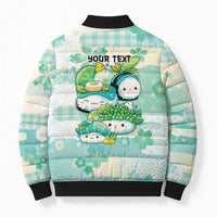 Personalized Japanese Kawaii Sushi Bomber Puffer Jacket Green Wagara Palaka This Is How I Roll - Wonder Print Shop