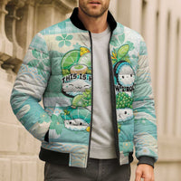 Personalized Japanese Kawaii Sushi Bomber Puffer Jacket Green Wagara Palaka This Is How I Roll - Wonder Print Shop
