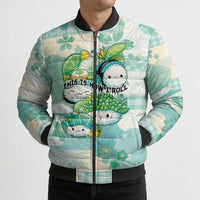 Personalized Japanese Kawaii Sushi Bomber Puffer Jacket Green Wagara Palaka This Is How I Roll - Wonder Print Shop