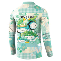 Personalized Japanese Kawaii Sushi Button Sweatshirt Green Wagara Palaka This Is How I Roll - Wonder Print Shop