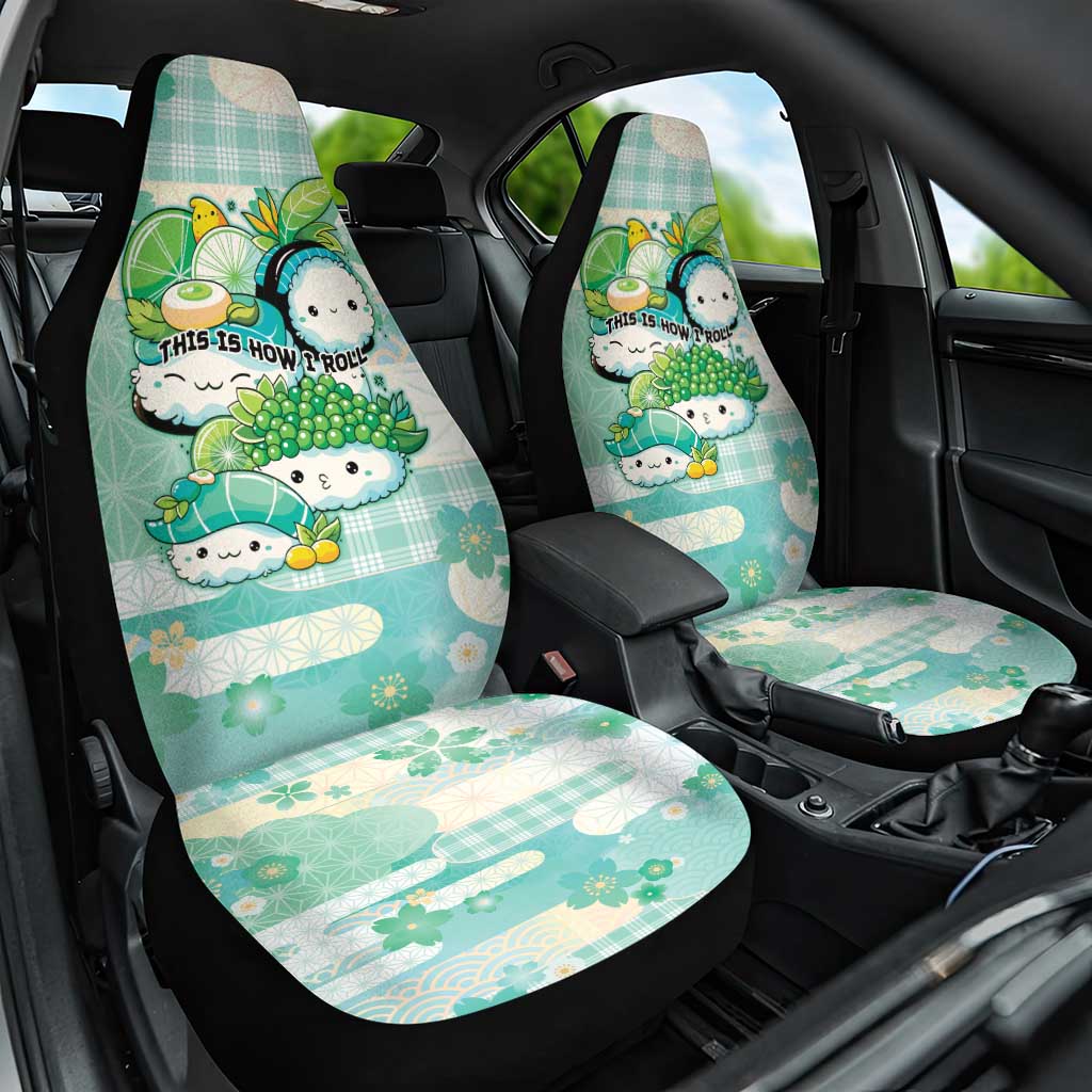 Japanese Kawaii Sushi Car Seat Cover Green Wagara Palaka This Is How I Roll - Wonder Print Shop