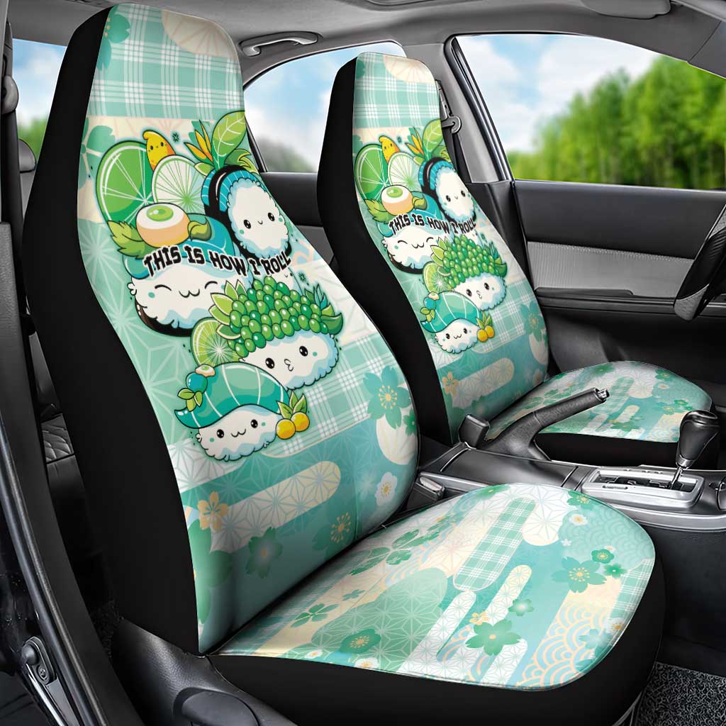 Japanese Kawaii Sushi Car Seat Cover Green Wagara Palaka This Is How I Roll - Wonder Print Shop