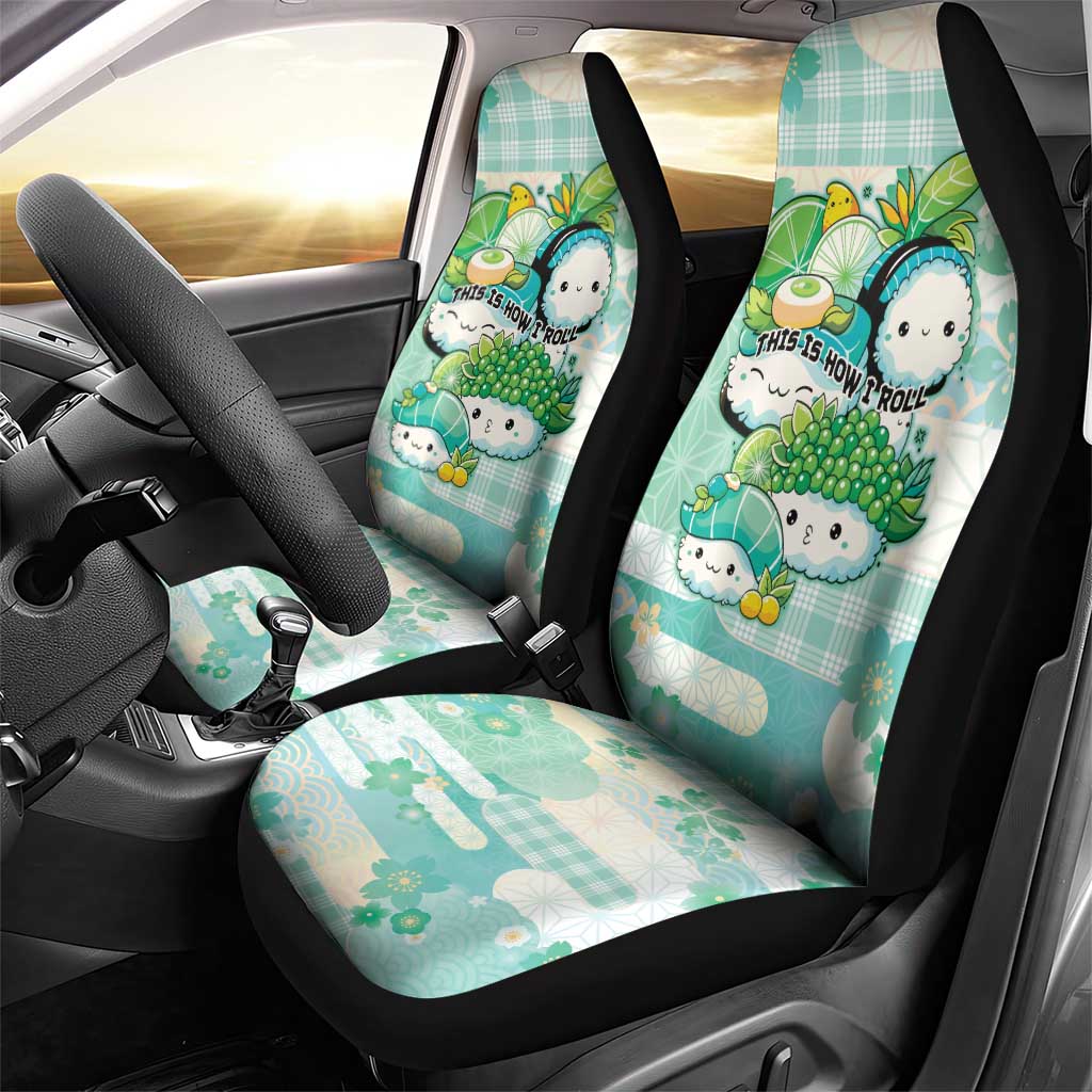 Japanese Kawaii Sushi Car Seat Cover Green Wagara Palaka This Is How I Roll - Wonder Print Shop