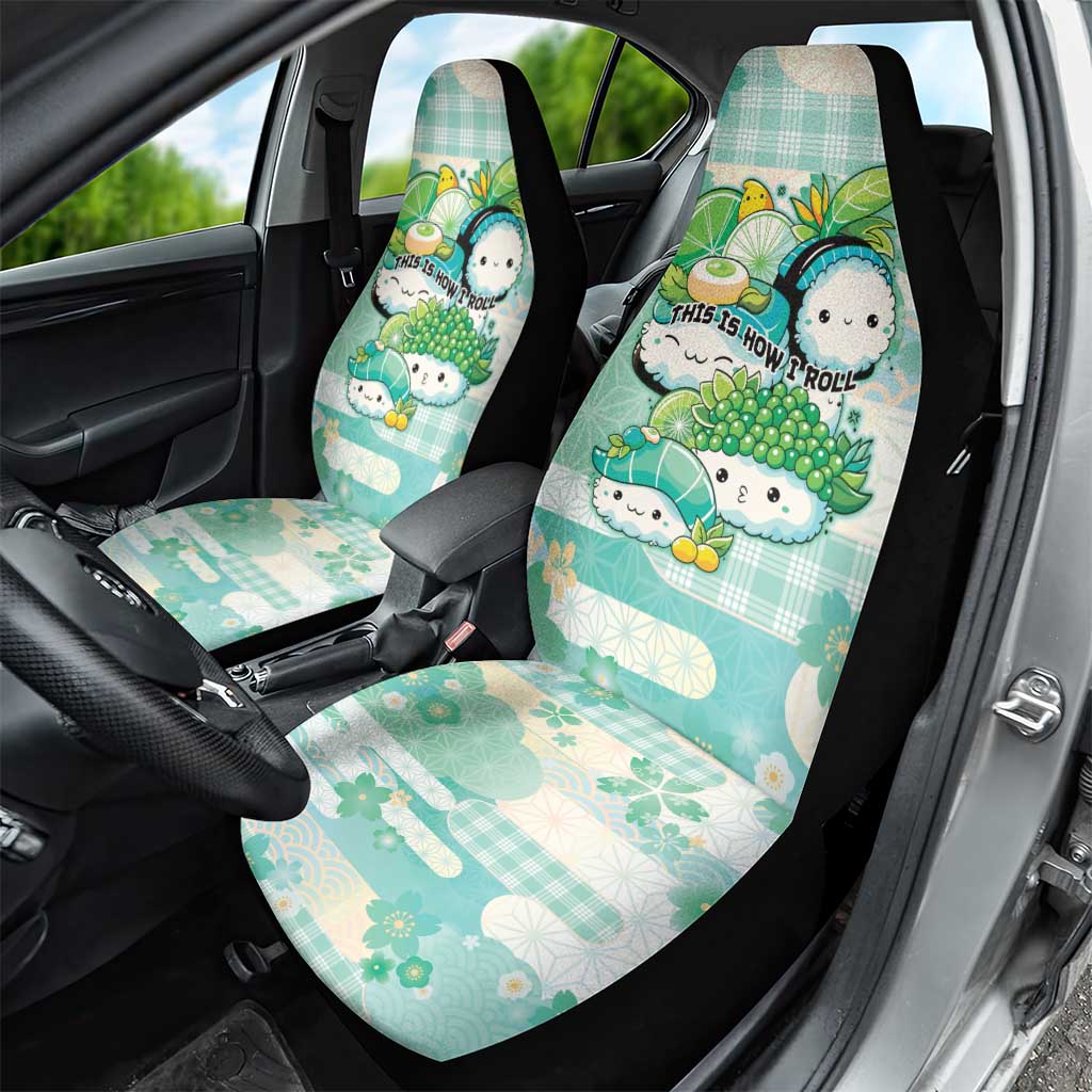 Japanese Kawaii Sushi Car Seat Cover Green Wagara Palaka This Is How I Roll - Wonder Print Shop