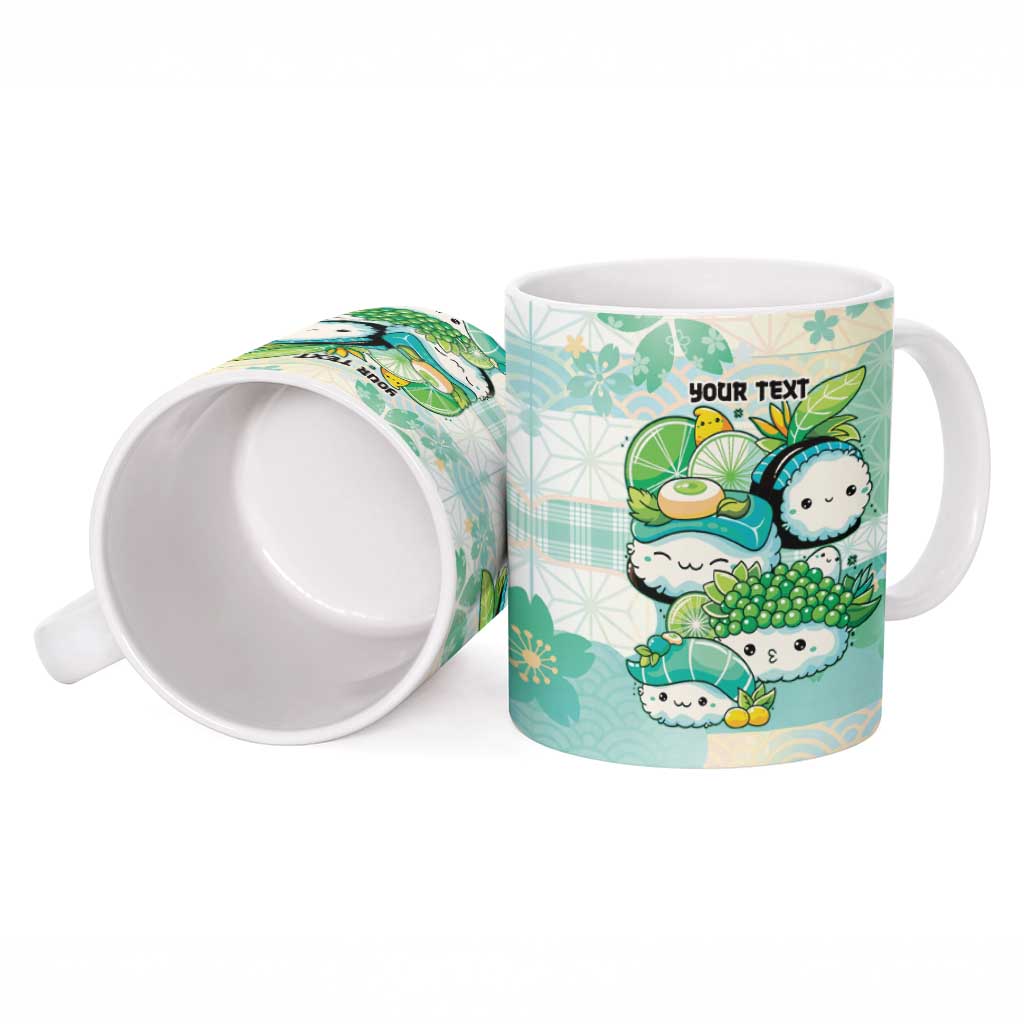 Personalized Japanese Kawaii Sushi Ceramic Mug Green Wagara Palaka This Is How I Roll - Wonder Print Shop
