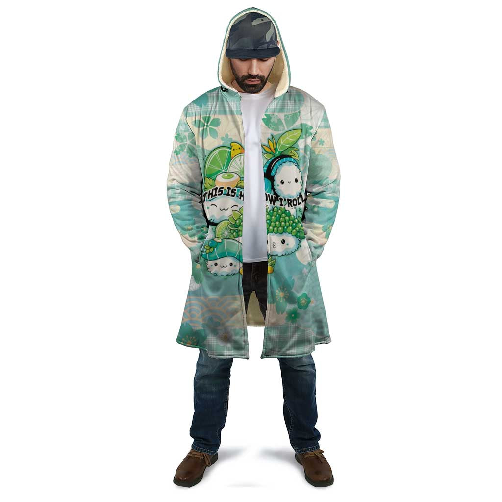Personalized Japanese Kawaii Sushi Cloak Green Wagara Palaka This Is How I Roll - Wonder Print Shop