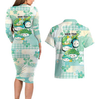 Personalized Japanese Kawaii Sushi Couples Matching Long Sleeve Bodycon Dress and Hawaiian Shirt Green Wagara Palaka This Is How I Roll - Wonder Print Shop