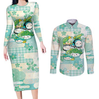 Personalized Japanese Kawaii Sushi Couples Matching Long Sleeve Bodycon Dress and Long Sleeve Button Shirt Green Wagara Palaka This Is How I Roll - Wonder Print Shop
