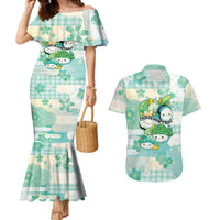 Personalized Japanese Kawaii Sushi Couples Matching Mermaid Dress and Hawaiian Shirt Green Wagara Palaka This Is How I Roll - Wonder Print Shop