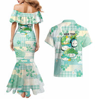 Personalized Japanese Kawaii Sushi Couples Matching Mermaid Dress and Hawaiian Shirt Green Wagara Palaka This Is How I Roll - Wonder Print Shop