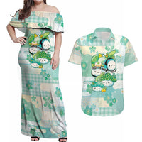 Personalized Japanese Kawaii Sushi Couples Matching Off Shoulder Maxi Dress and Hawaiian Shirt Green Wagara Palaka This Is How I Roll - Wonder Print Shop