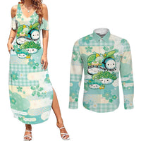 Personalized Japanese Kawaii Sushi Couples Matching Summer Maxi Dress and Long Sleeve Button Shirt Green Wagara Palaka This Is How I Roll - Wonder Print Shop