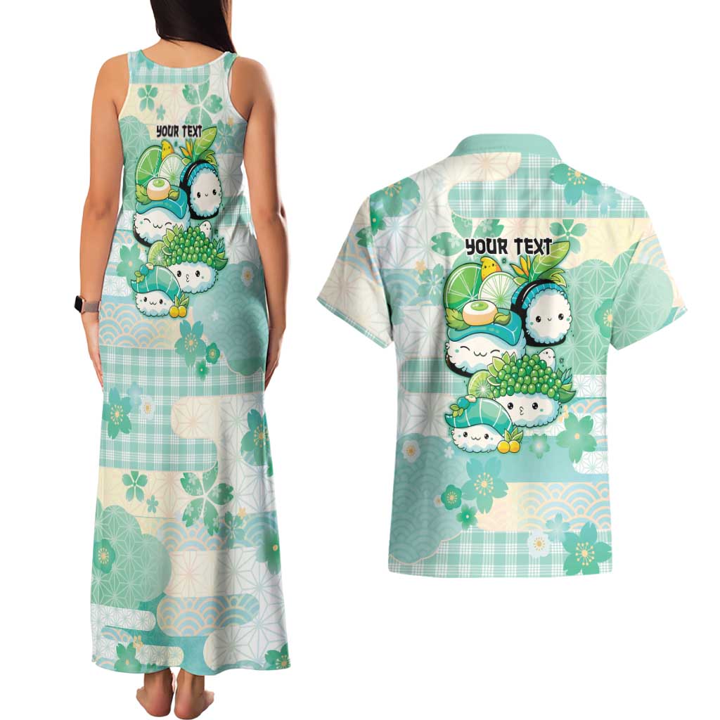 Personalized Japanese Kawaii Sushi Couples Matching Tank Maxi Dress and Hawaiian Shirt Green Wagara Palaka This Is How I Roll - Wonder Print Shop