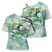 Personalized Japanese Kawaii Sushi Cross Shoulder Shirt Green Wagara Palaka This Is How I Roll - Wonder Print Shop