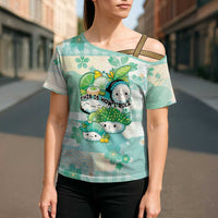 Personalized Japanese Kawaii Sushi Cross Shoulder Shirt Green Wagara Palaka This Is How I Roll - Wonder Print Shop