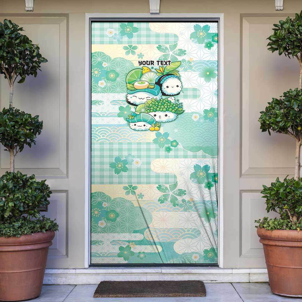 Personalized Japanese Kawaii Sushi Door Cover Green Wagara Palaka This Is How I Roll - Wonder Print Shop