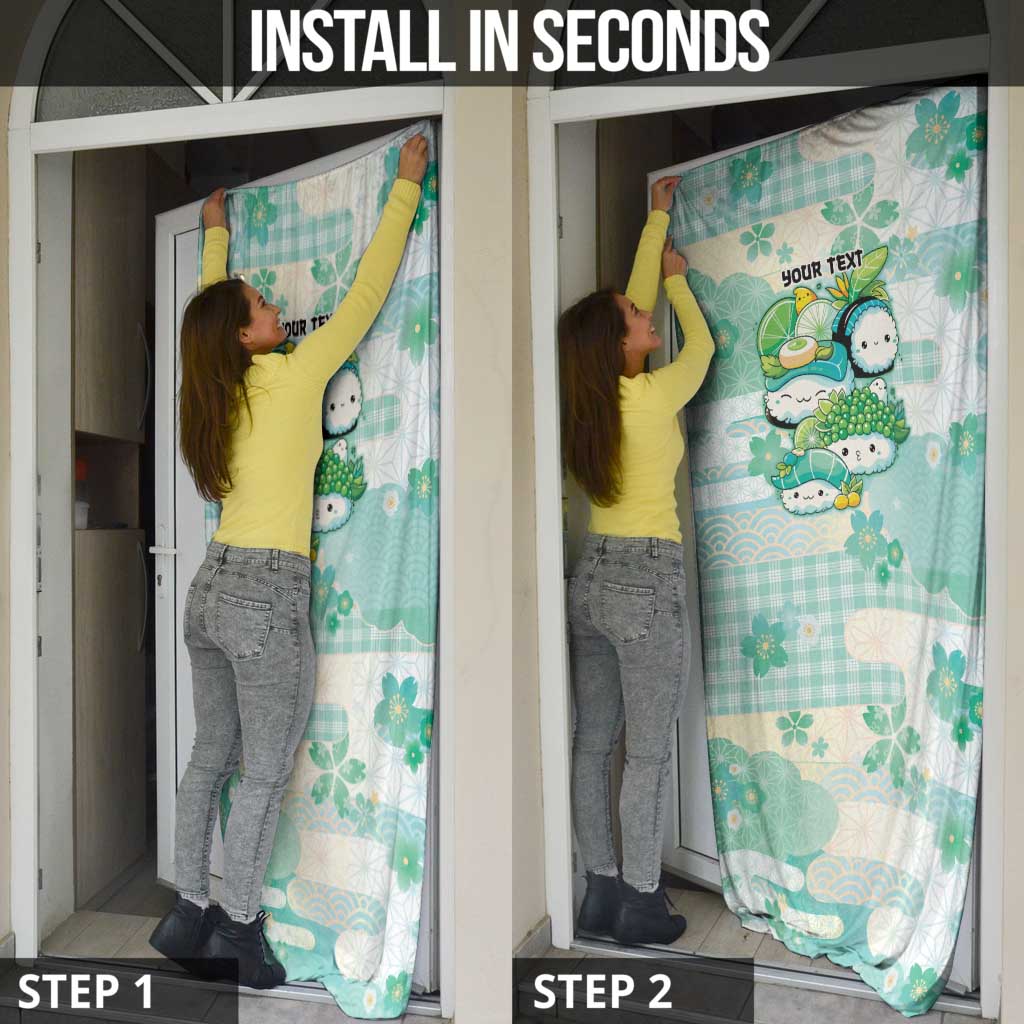Personalized Japanese Kawaii Sushi Door Cover Green Wagara Palaka This Is How I Roll - Wonder Print Shop
