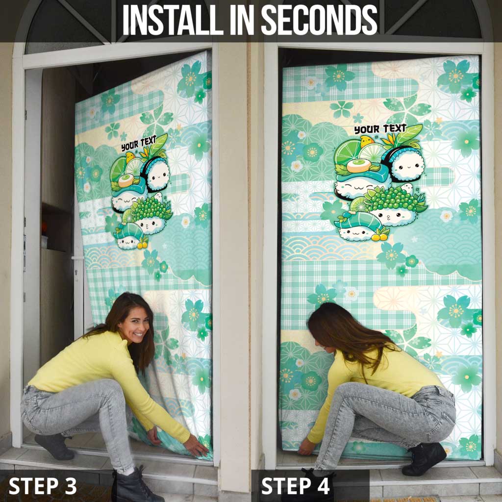 Personalized Japanese Kawaii Sushi Door Cover Green Wagara Palaka This Is How I Roll - Wonder Print Shop