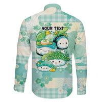 Personalized Japanese Kawaii Sushi Family Matching Long Sleeve Bodycon Dress and Hawaiian Shirt Green Wagara Palaka This Is How I Roll