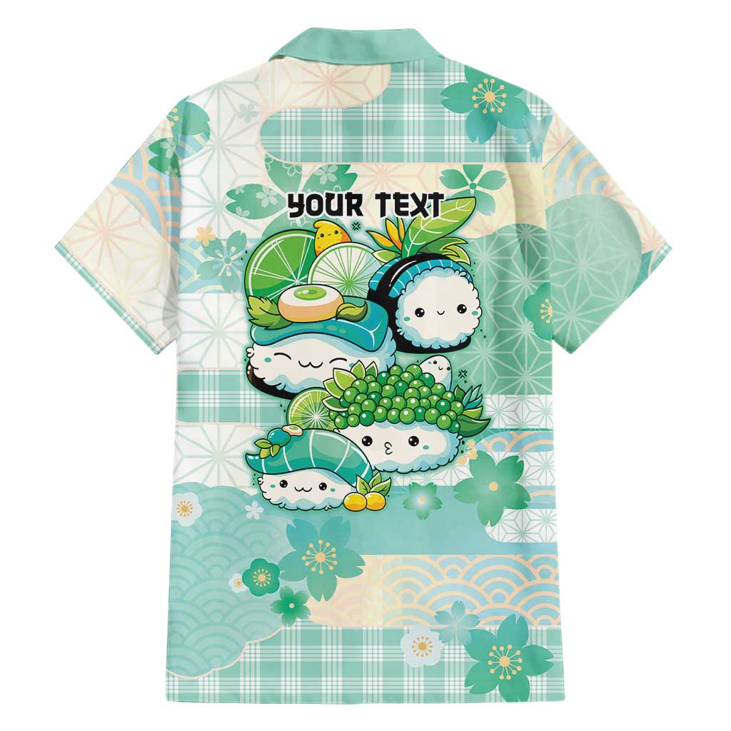 Personalized Japanese Kawaii Sushi Family Matching Off The Shoulder Long Sleeve Dress and Hawaiian Shirt Green Wagara Palaka This Is How I Roll