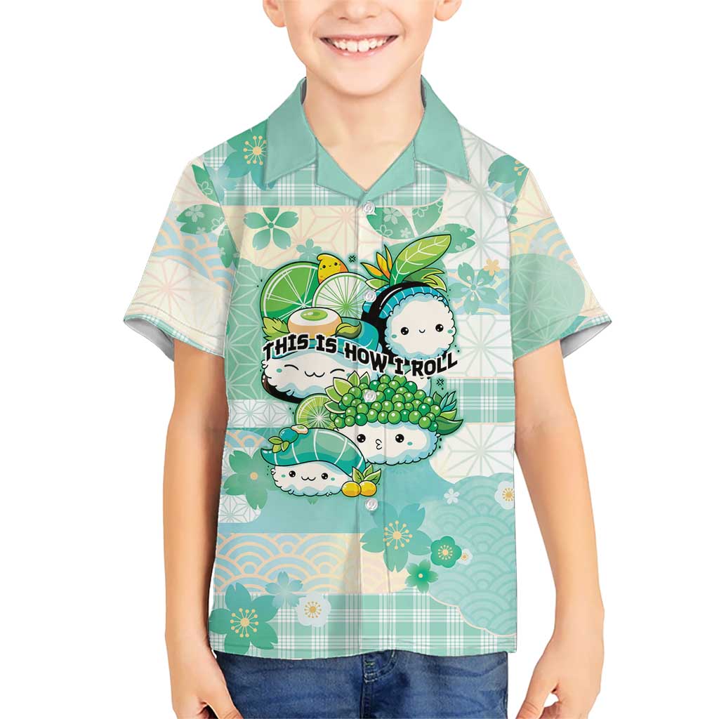 Personalized Japanese Kawaii Sushi Family Matching Off Shoulder Maxi Dress and Hawaiian Shirt Green Wagara Palaka This Is How I Roll