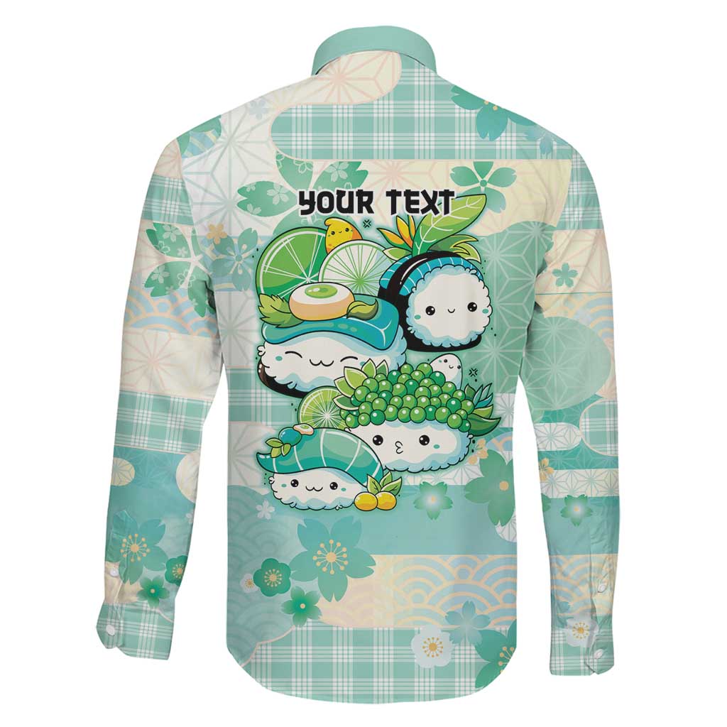 Personalized Japanese Kawaii Sushi Family Matching Off Shoulder Short Dress and Hawaiian Shirt Green Wagara Palaka This Is How I Roll