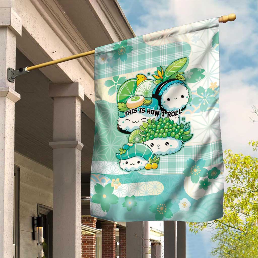 Japanese Kawaii Sushi Garden Flag Green Wagara Palaka This Is How I Roll - Wonder Print Shop