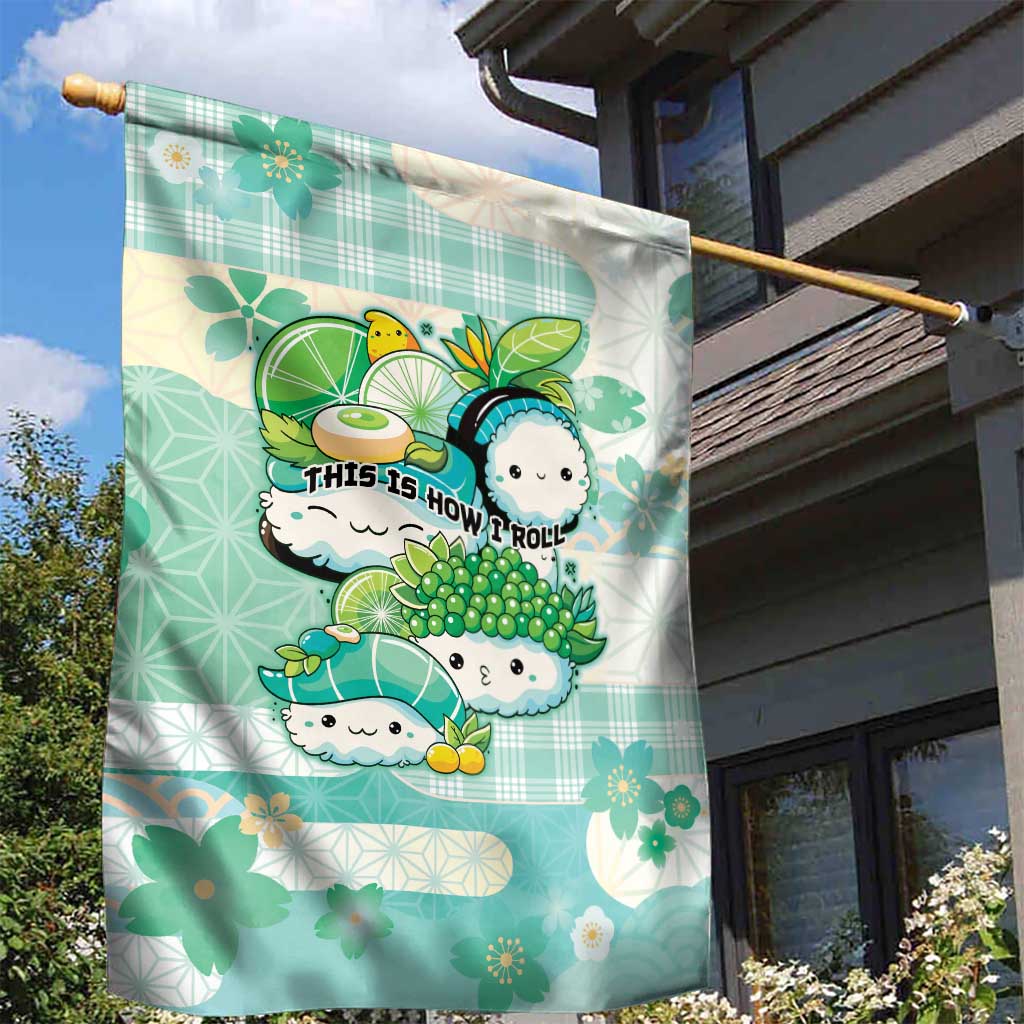 Japanese Kawaii Sushi Garden Flag Green Wagara Palaka This Is How I Roll - Wonder Print Shop