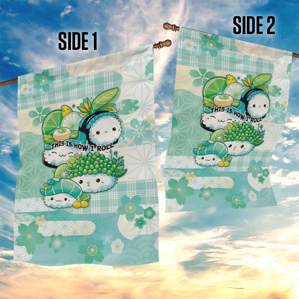 Japanese Kawaii Sushi Garden Flag Green Wagara Palaka This Is How I Roll - Wonder Print Shop