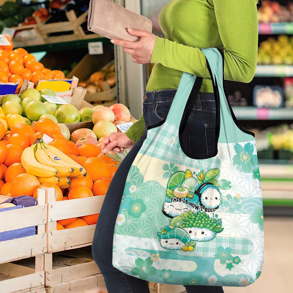 Japanese Kawaii Sushi Grocery Bag Green Wagara Palaka This Is How I Roll - Wonder Print Shop