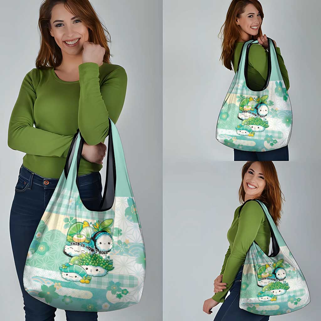Japanese Kawaii Sushi Grocery Bag Green Wagara Palaka This Is How I Roll - Wonder Print Shop