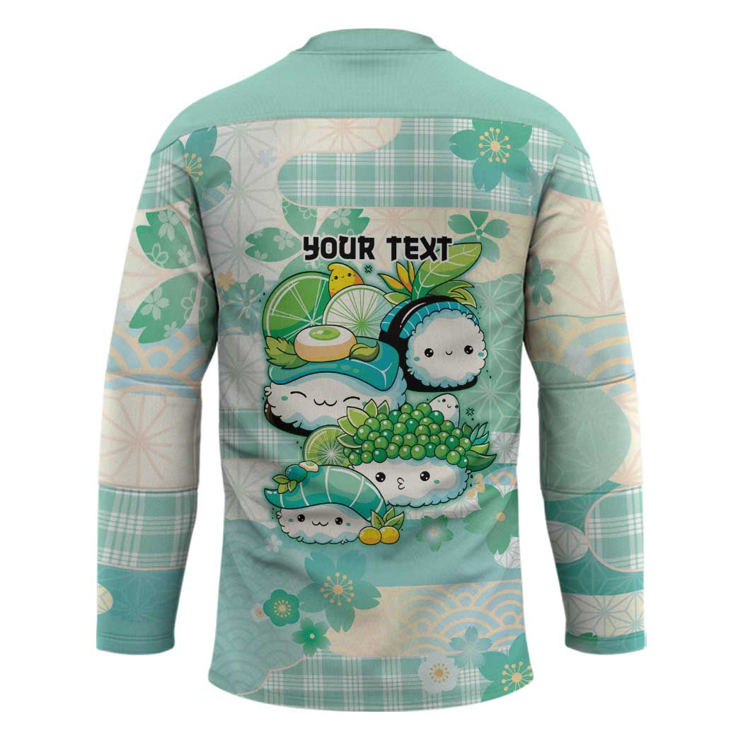 Personalized Japanese Kawaii Sushi Hockey Jersey Green Wagara Palaka This Is How I Roll - Wonder Print Shop