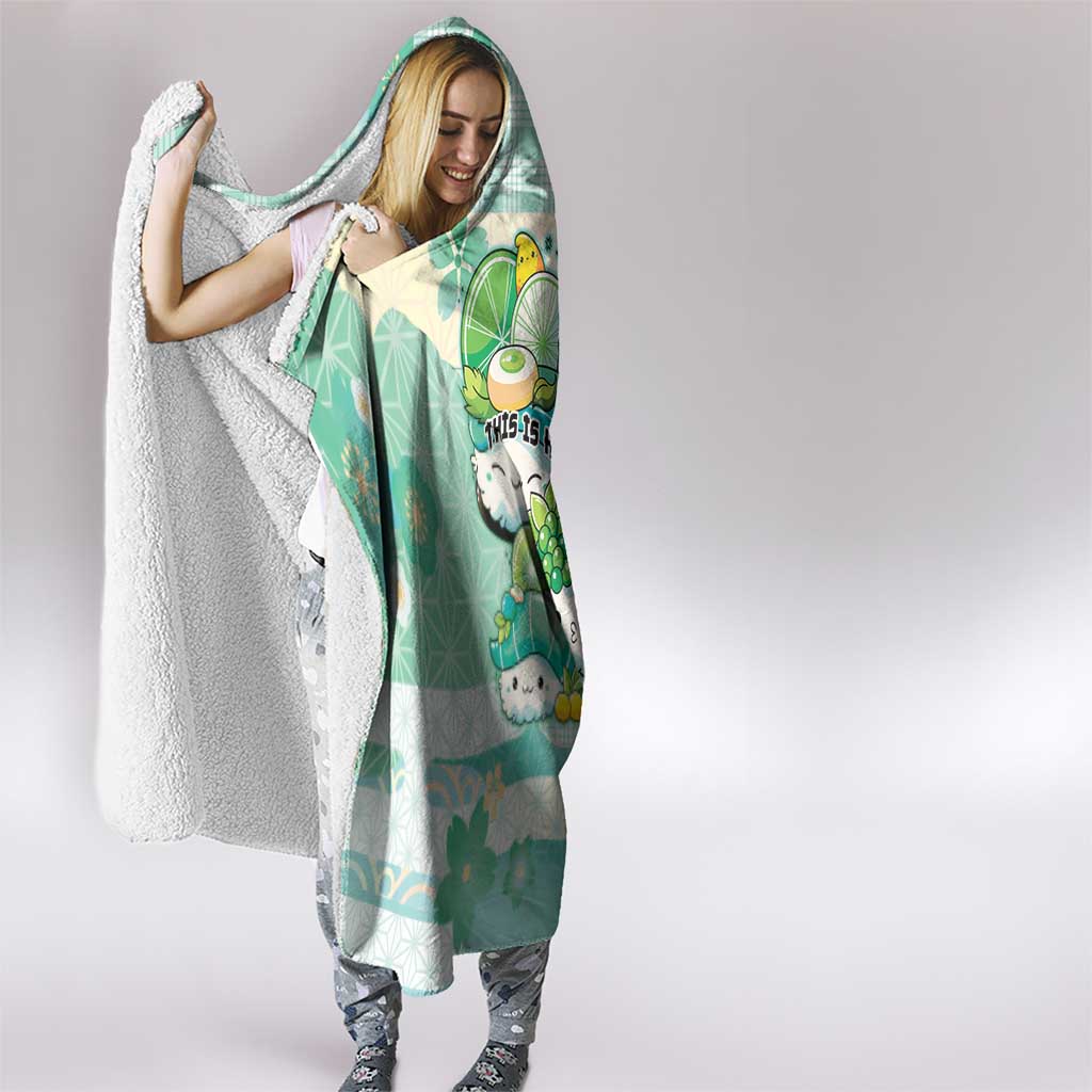 Japanese Kawaii Sushi Hooded Blanket Green Wagara Palaka This Is How I Roll - Wonder Print Shop
