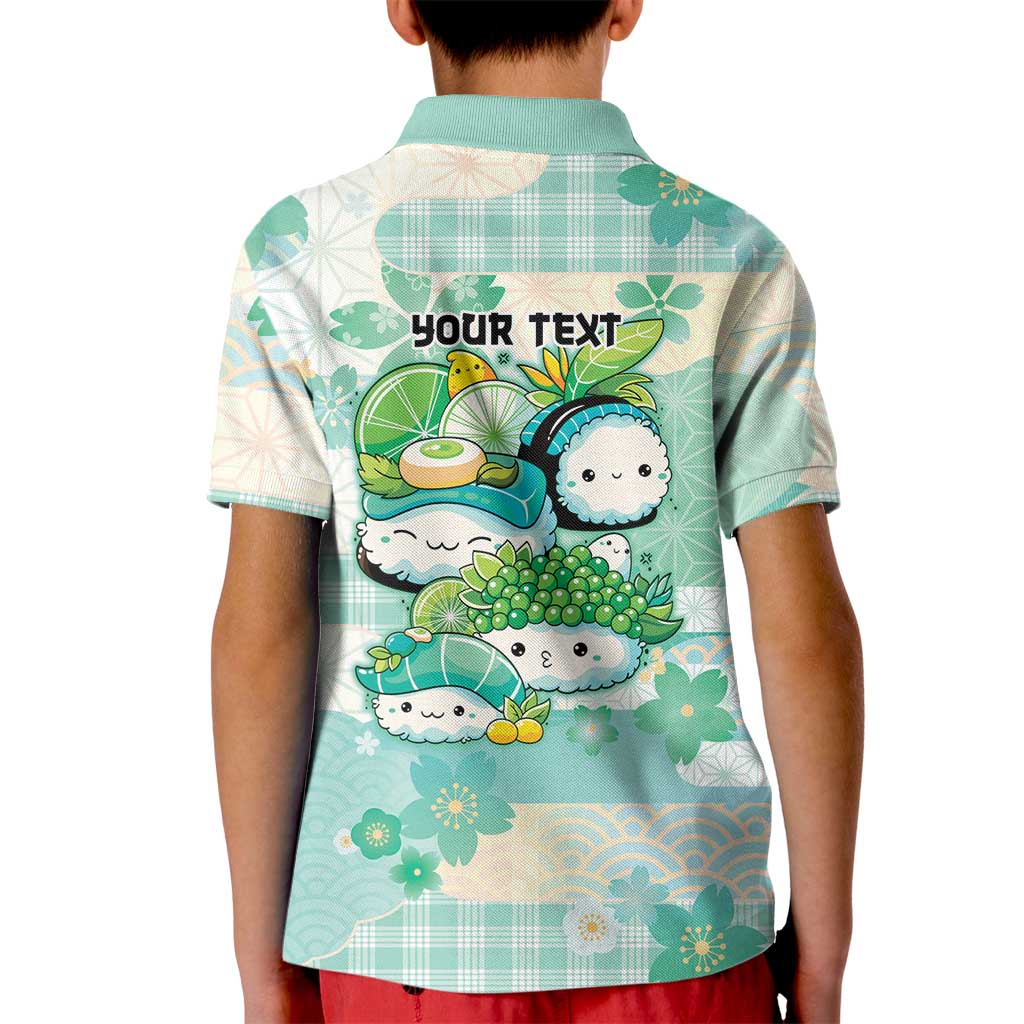 Personalized Japanese Kawaii Sushi Kid Polo Shirt Green Wagara Palaka This Is How I Roll - Wonder Print Shop
