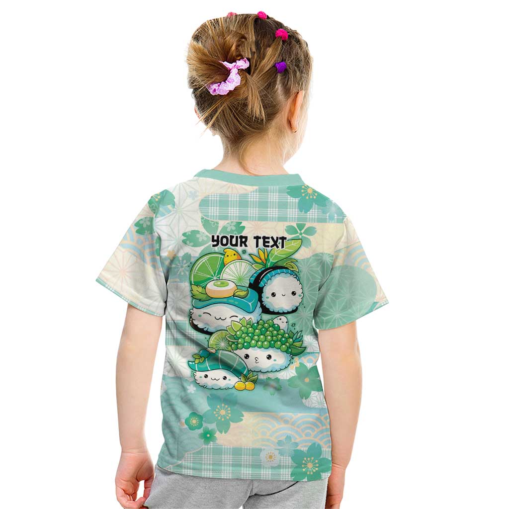 Personalized Japanese Kawaii Sushi Kid T Shirt Green Wagara Palaka This Is How I Roll - Wonder Print Shop