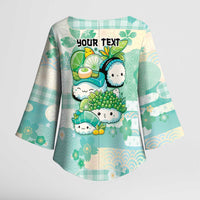 Personalized Japanese Kawaii Sushi Kimono Sleeve Blouse Green Wagara Palaka This Is How I Roll - Wonder Print Shop