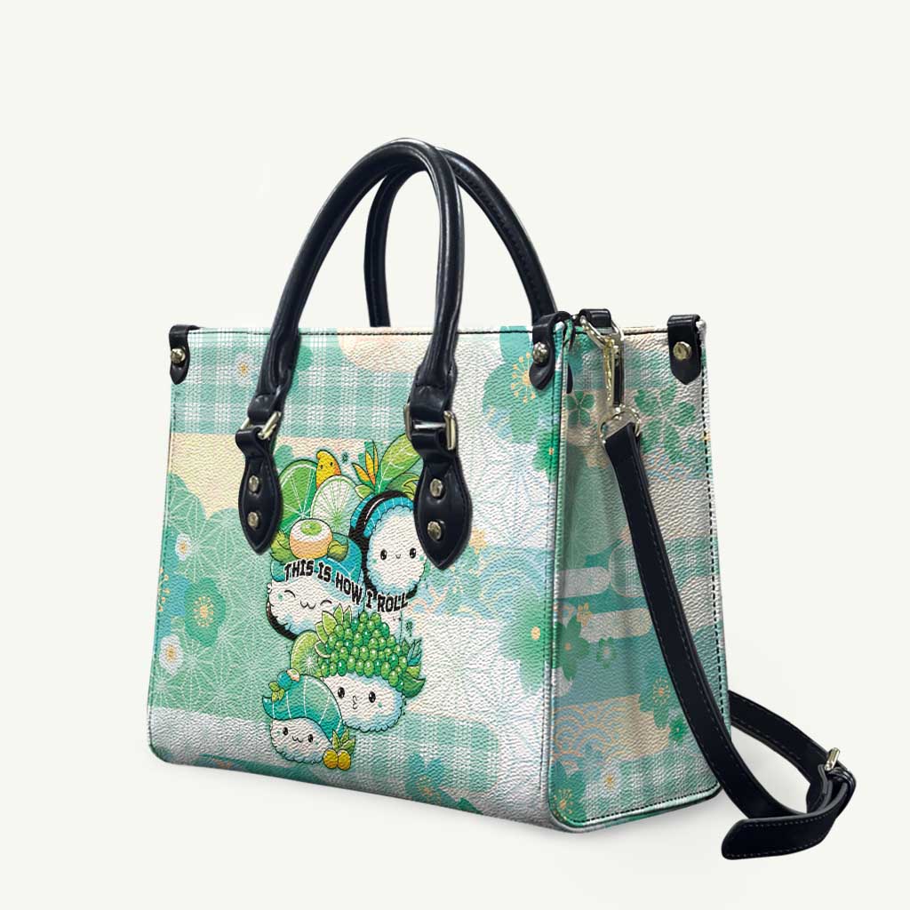 Japanese Kawaii Sushi Leather Bag Green Wagara Palaka This Is How I Roll - Wonder Print Shop