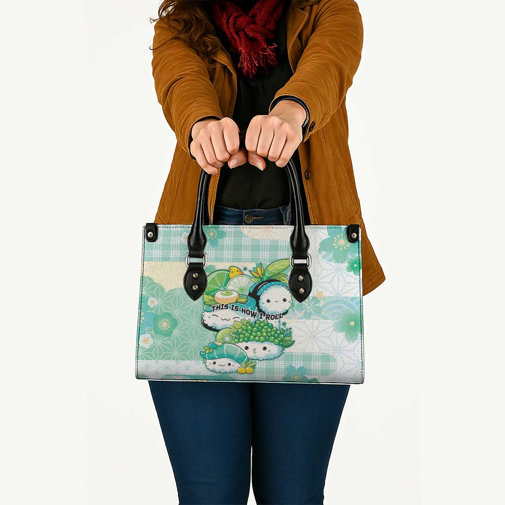 Japanese Kawaii Sushi Leather Bag Green Wagara Palaka This Is How I Roll - Wonder Print Shop
