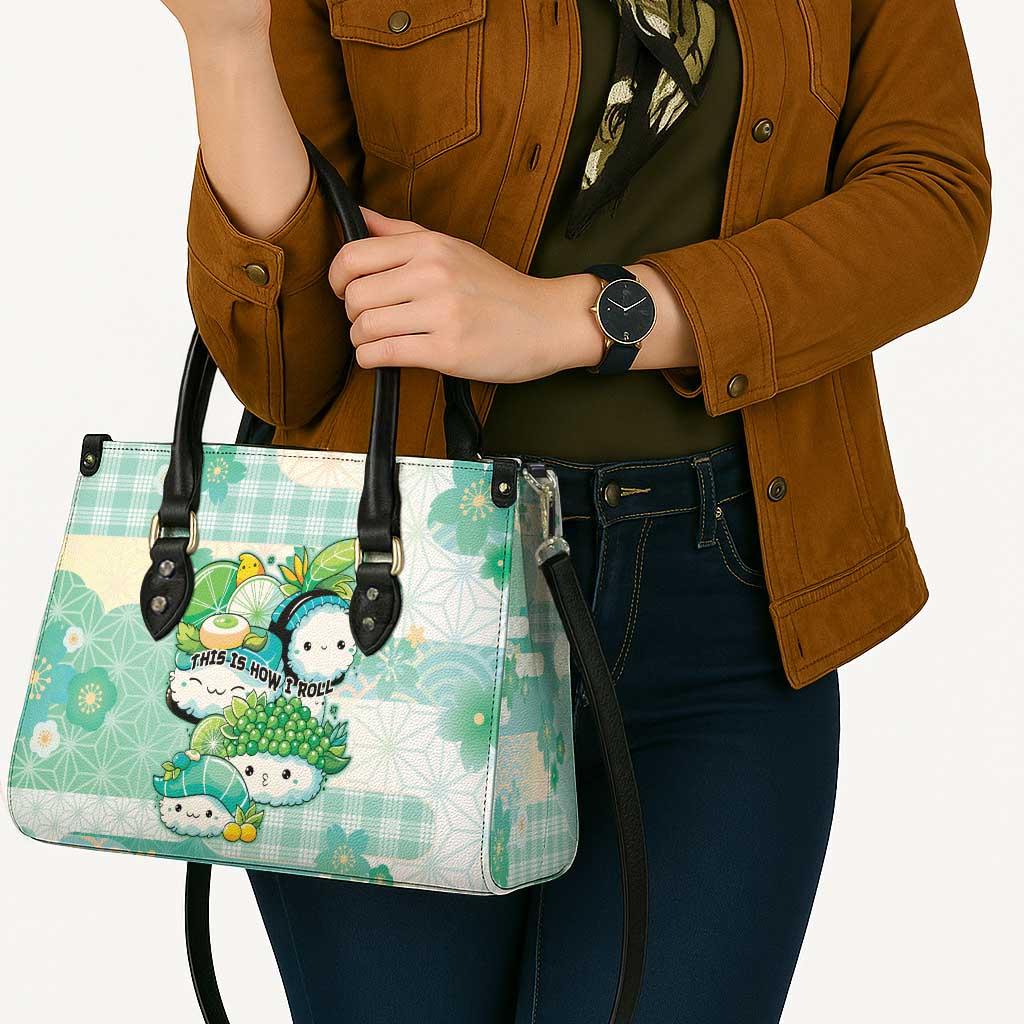 Japanese Kawaii Sushi Leather Bag Green Wagara Palaka This Is How I Roll - Wonder Print Shop