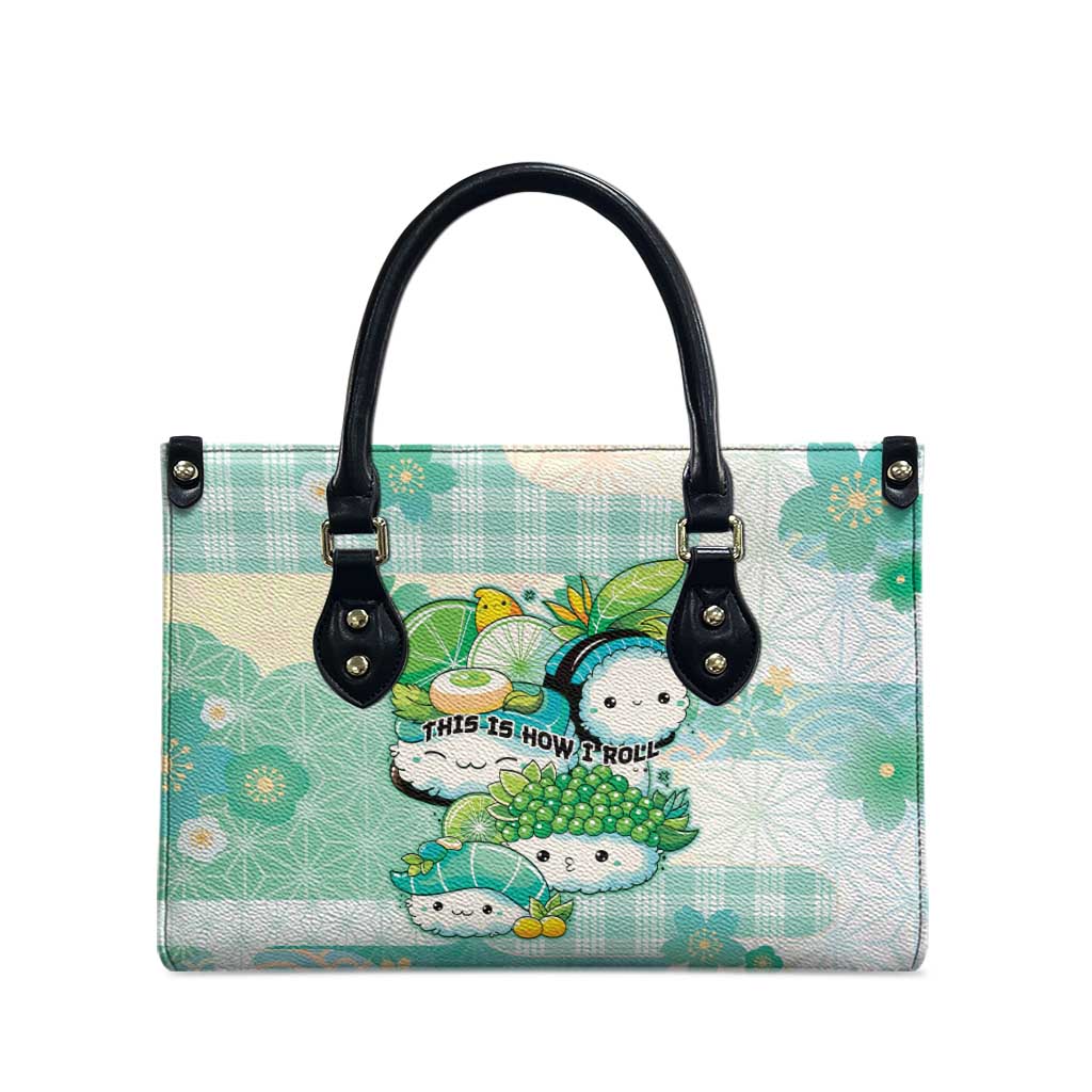Japanese Kawaii Sushi Leather Bag Green Wagara Palaka This Is How I Roll - Wonder Print Shop