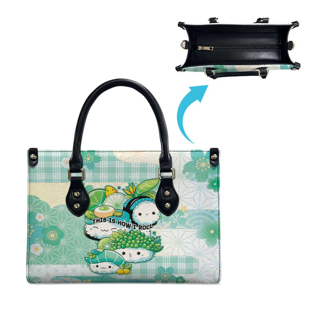 Japanese Kawaii Sushi Leather Bag Green Wagara Palaka This Is How I Roll - Wonder Print Shop