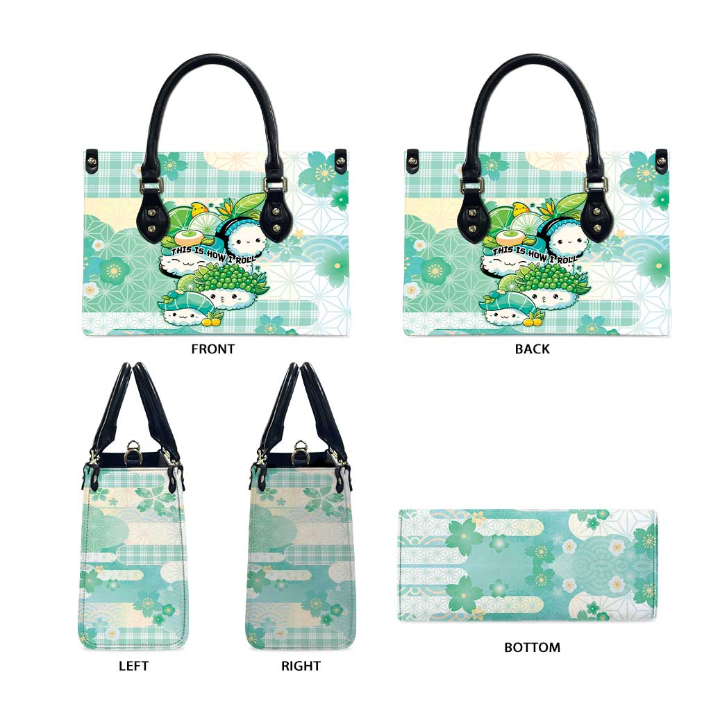 Japanese Kawaii Sushi Leather Bag Green Wagara Palaka This Is How I Roll - Wonder Print Shop
