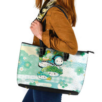 Japanese Kawaii Sushi Leather Tote Bag Green Wagara Palaka This Is How I Roll - Wonder Print Shop