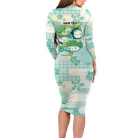 Personalized Japanese Kawaii Sushi Long Sleeve Bodycon Dress Green Wagara Palaka This Is How I Roll - Wonder Print Shop