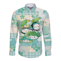 Personalized Japanese Kawaii Sushi Long Sleeve Button Shirt Green Wagara Palaka This Is How I Roll - Wonder Print Shop