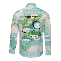 Personalized Japanese Kawaii Sushi Long Sleeve Button Shirt Green Wagara Palaka This Is How I Roll - Wonder Print Shop