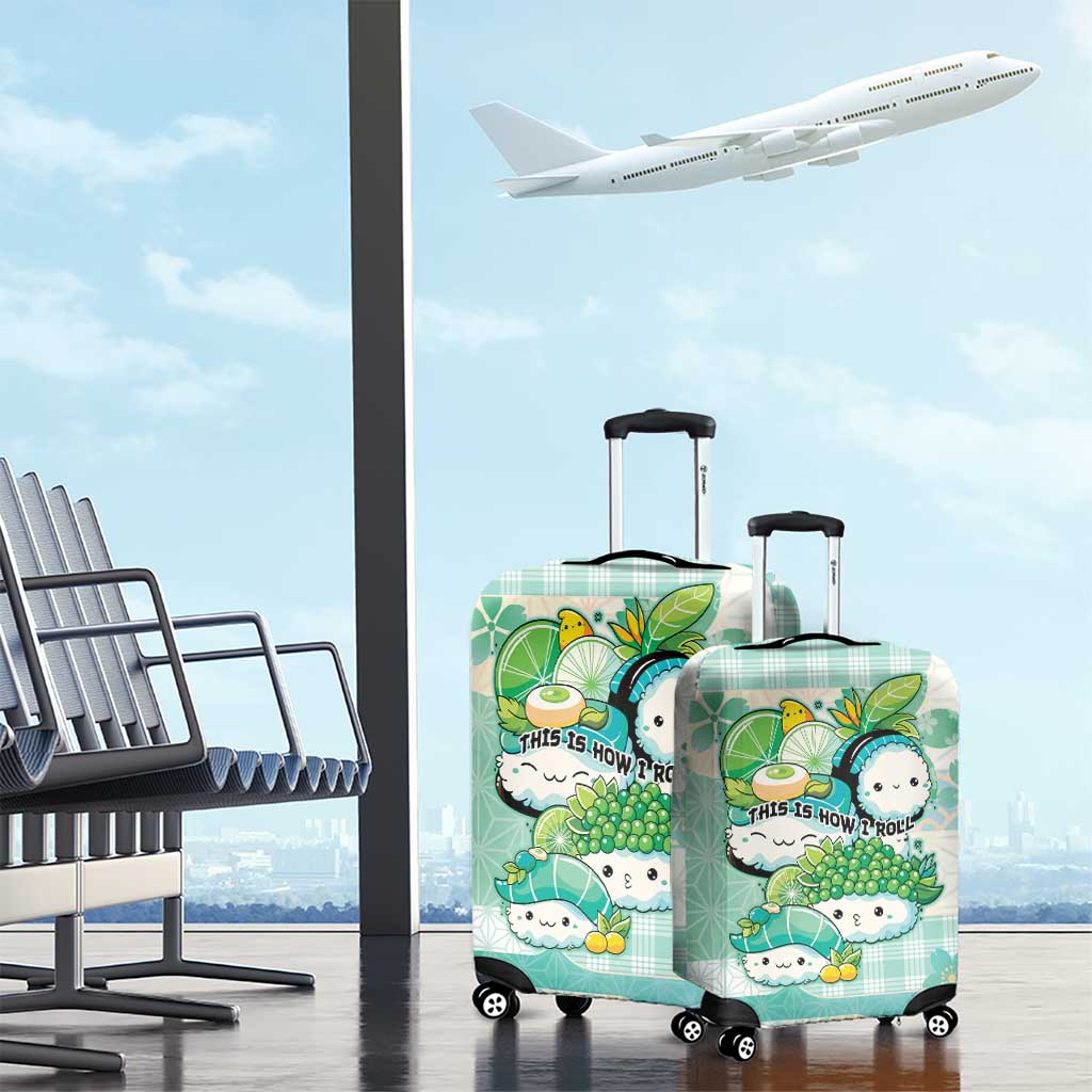 Japanese Kawaii Sushi Luggage Cover Green Wagara Palaka This Is How I Roll - Wonder Print Shop